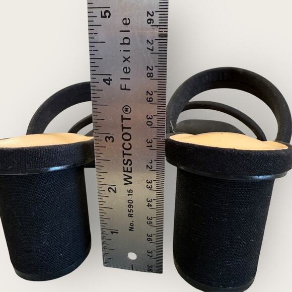 Journee Collection Fabric Double Strap Block Heel Slip On Sandals Size 10 Black - Picture 11 of 12